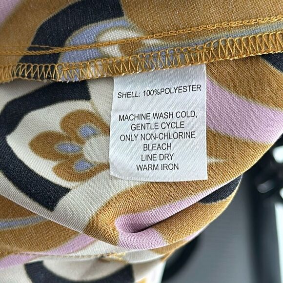 House Of Harlow 1960 Multicolor Wide Leg Satin Deco Print Palazzo Pants Small - Picture 6 of 10